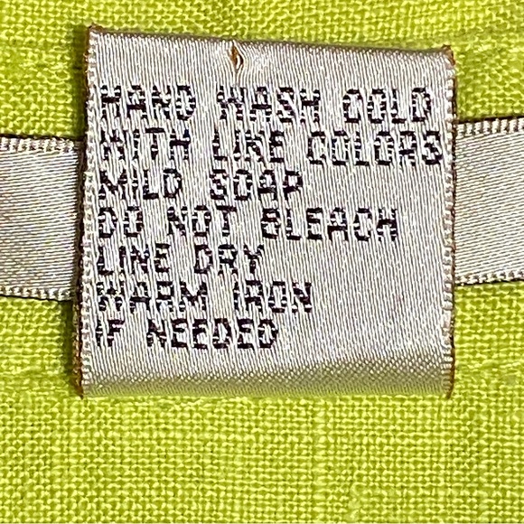 100% Linen Blouse Womens Size XL Flouresent Green Button Up - Picture 11 of 13